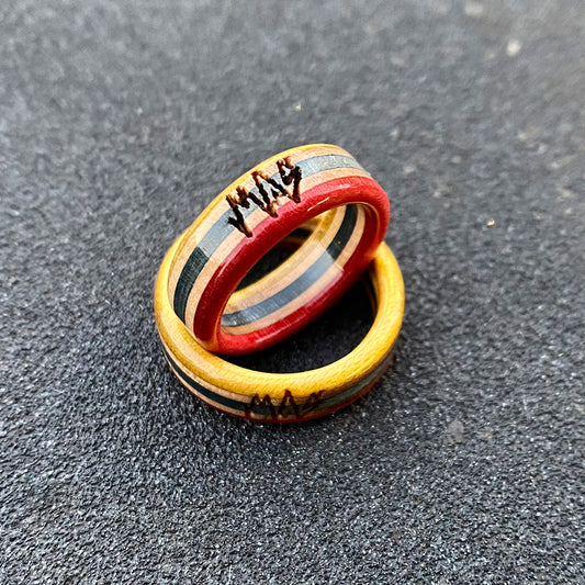 Wooden SK8 Rings / Yellow / Blue / Red