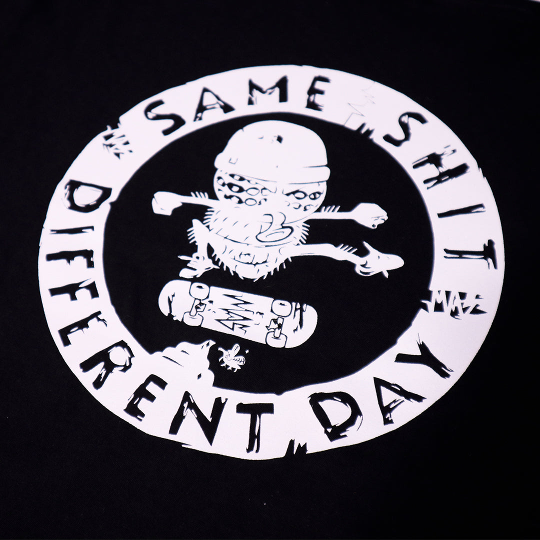 Black tee Same S different Day - Make the most of every day.