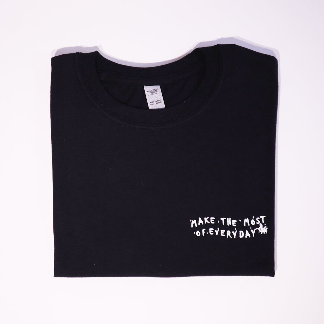 Black tee Same S different Day - Make the most of every day.