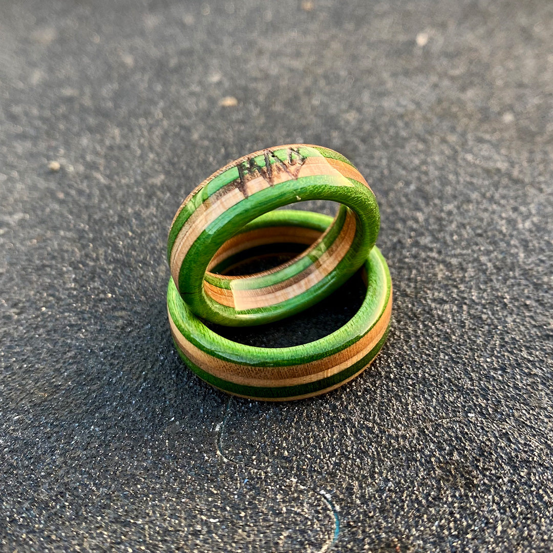 Wooden Sk8 Ring - Green