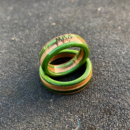 Wooden Sk8 Ring - Green