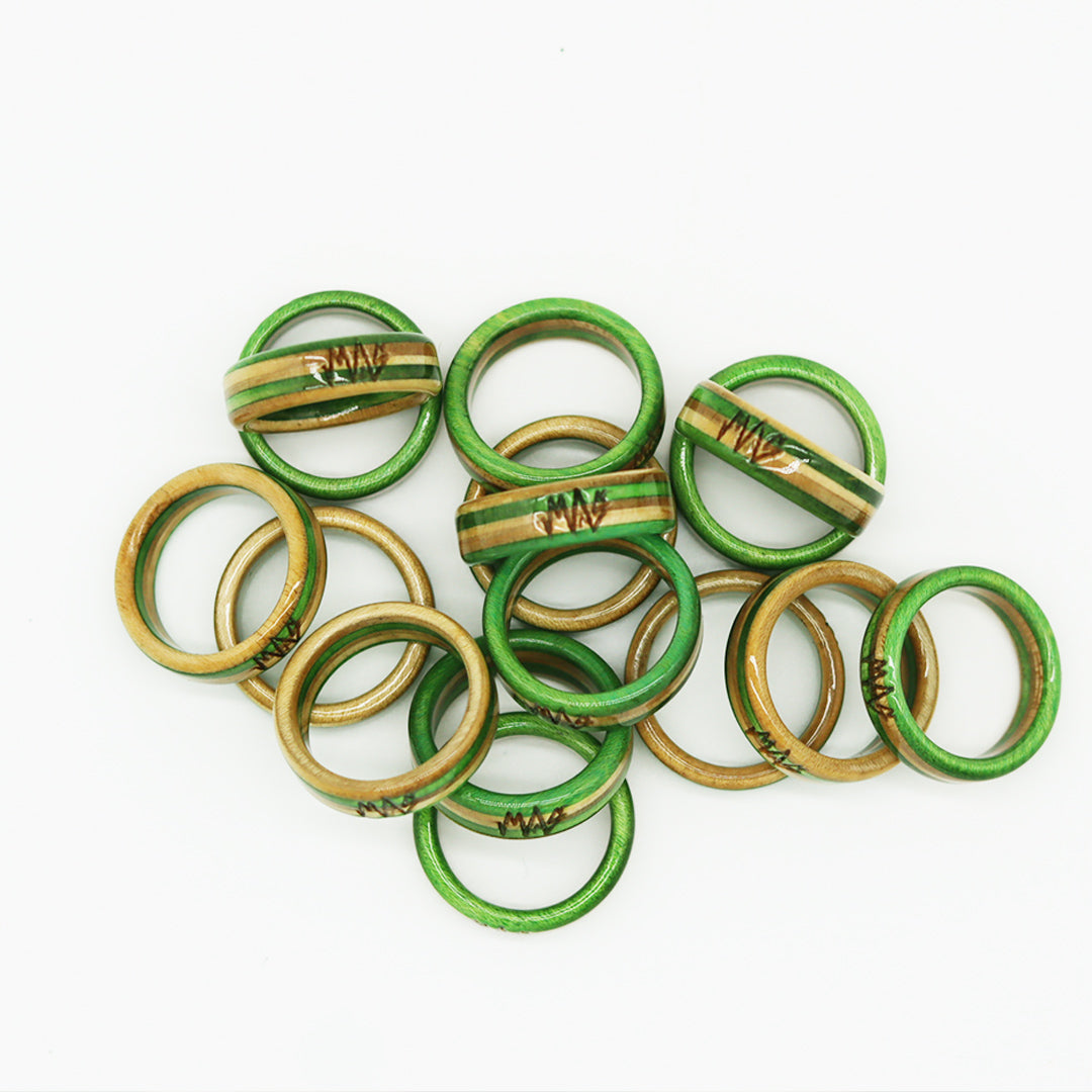 Wooden Sk8 Ring - Green