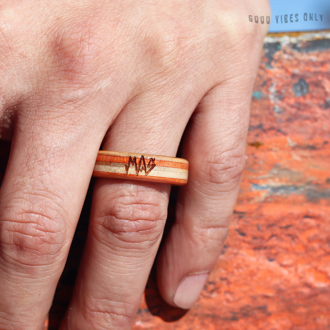 Wooden Sk8 Ring - Orange