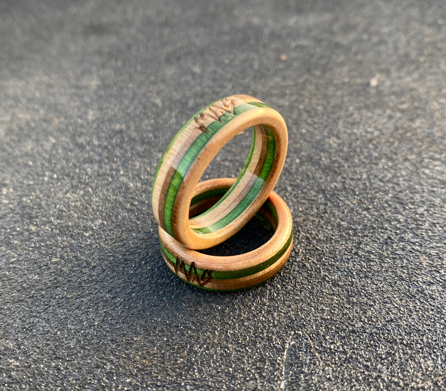 Wooden Sk8 Ring - Green