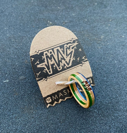 Wooden Sk8 Ring - Blue / Green