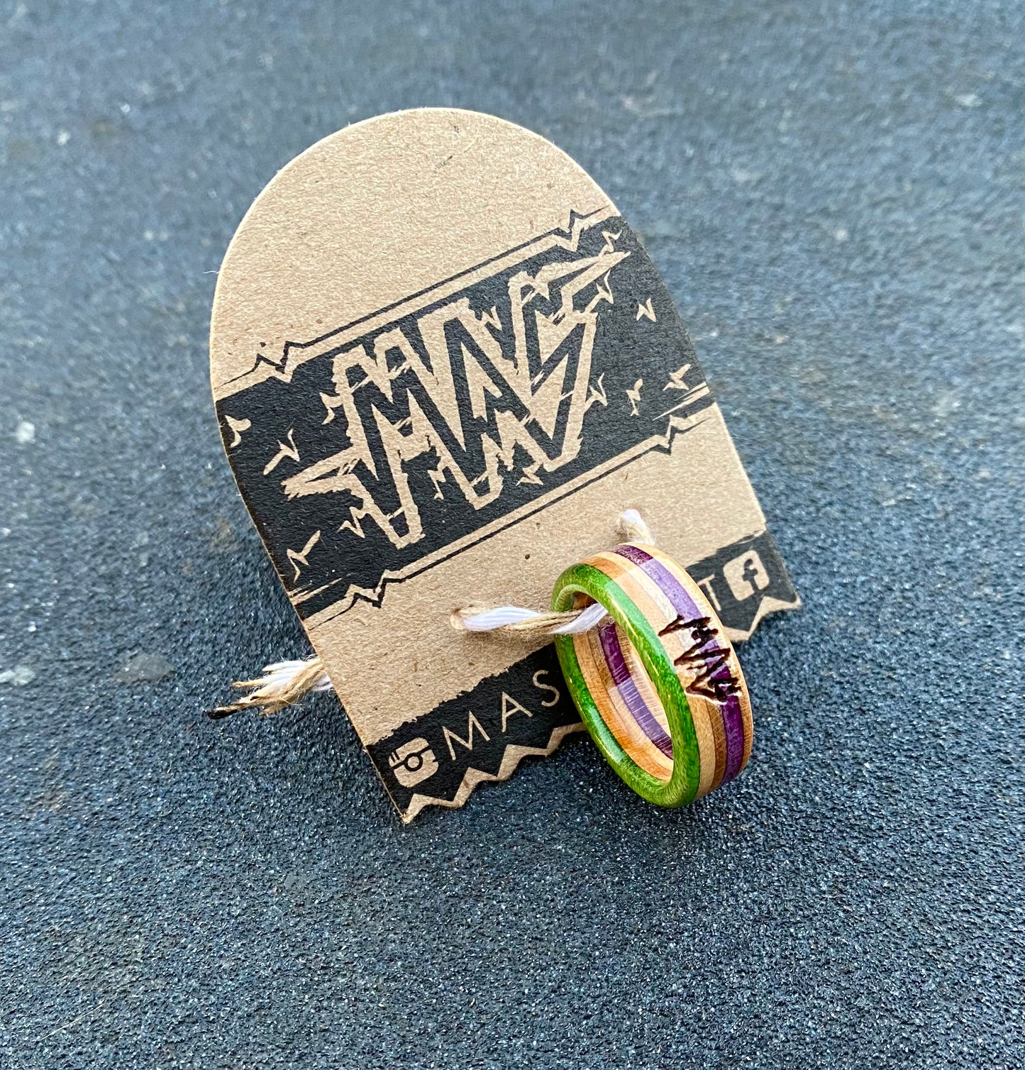 Wooden Sk8 Ring - Purple / Marine Blue