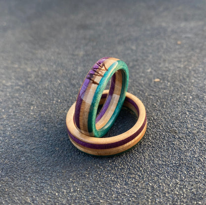 Wooden Sk8 Ring - Purple / Marine Blue
