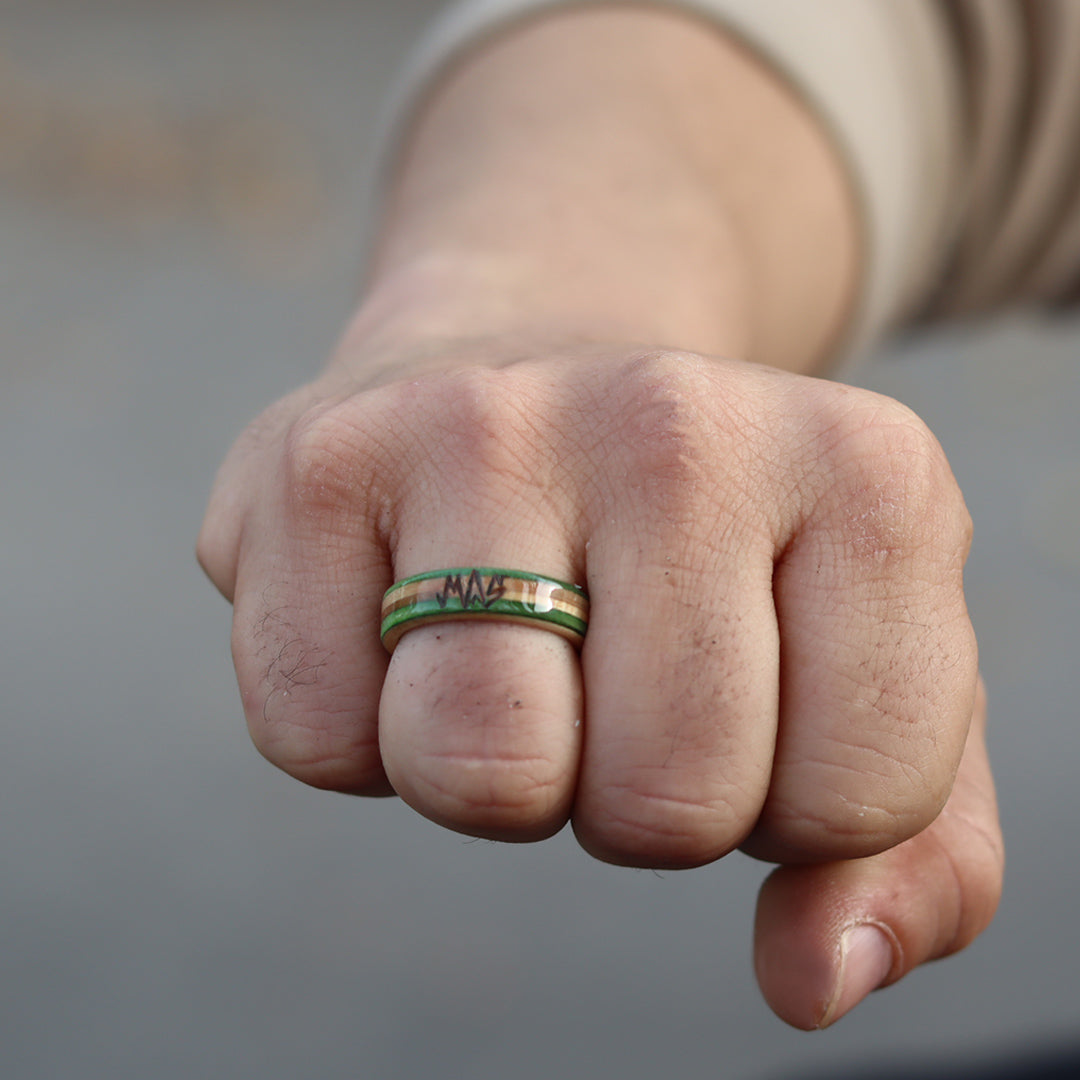 Wooden Sk8 Ring - Green
