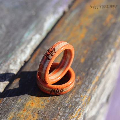 Wooden Sk8 Ring - Orange