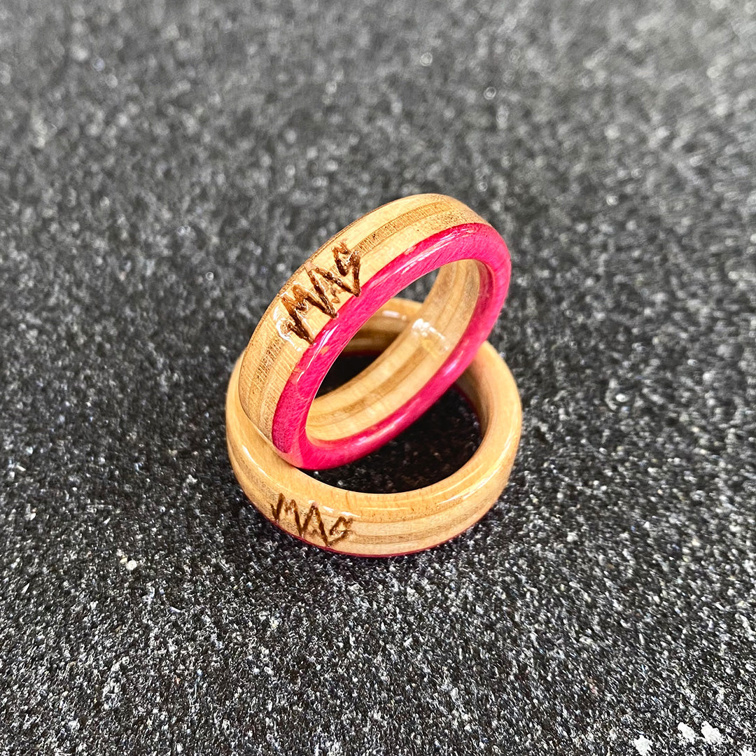 Wooden Sk8 Ring - Pink