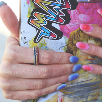 Wooden Sk8 Ring - Pink / Blue
