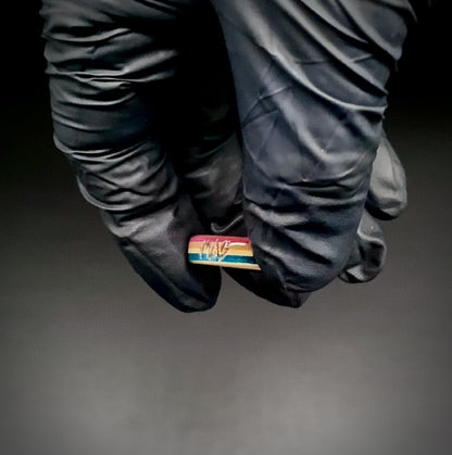 Wooden Sk8 Ring - Pink / Blue