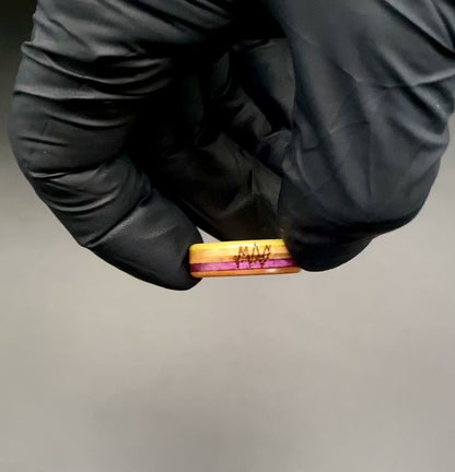 Wooden Sk8 Ring - Lemon green / Purple
