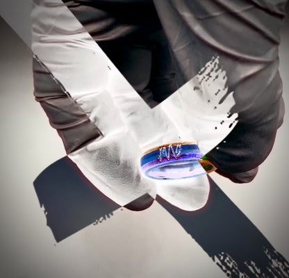 Wooden Sk8 Ring - Blue / Green