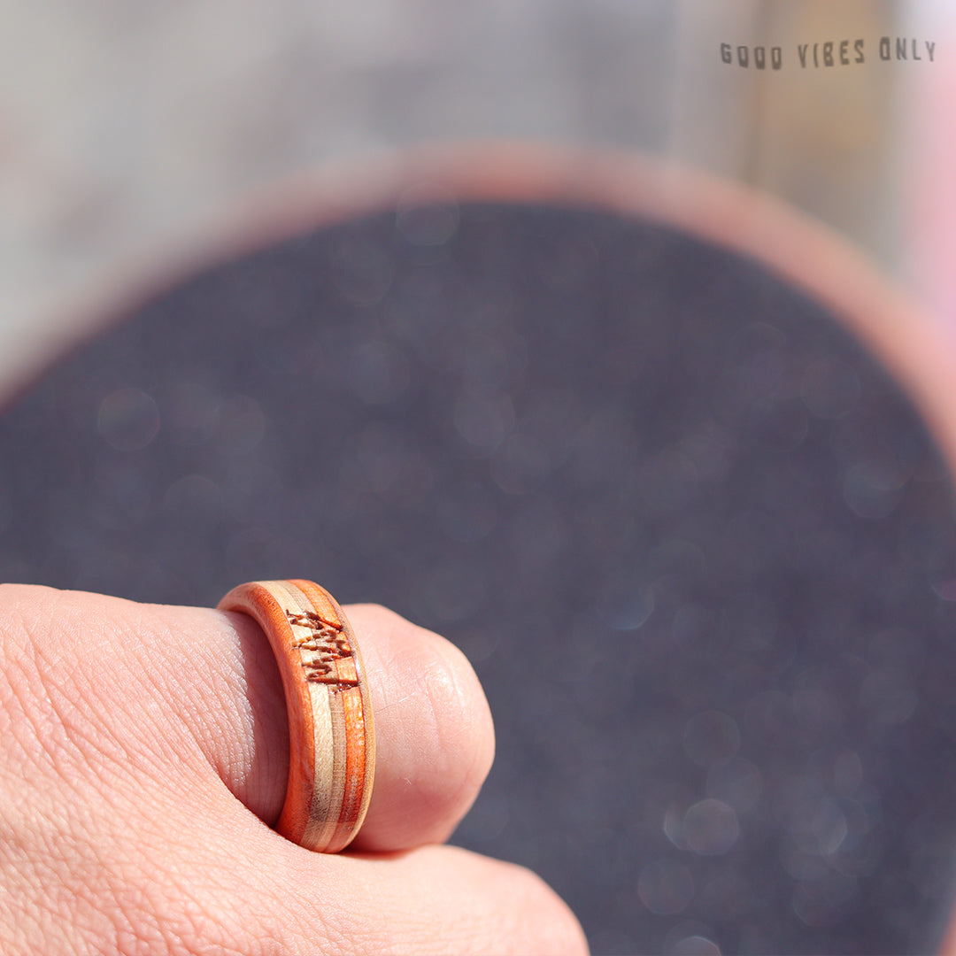 Wooden Sk8 Ring - Orange