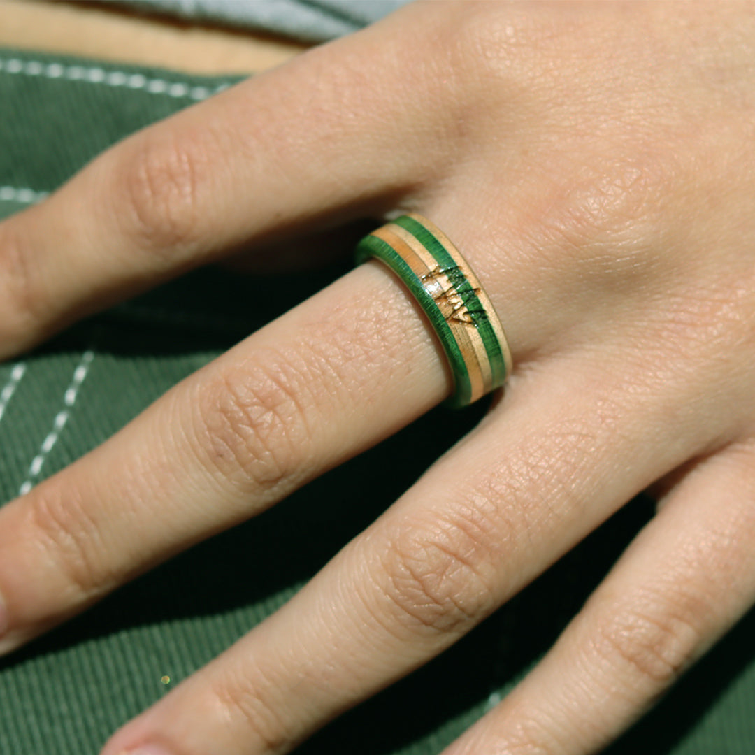 Wooden Sk8 Ring - Green